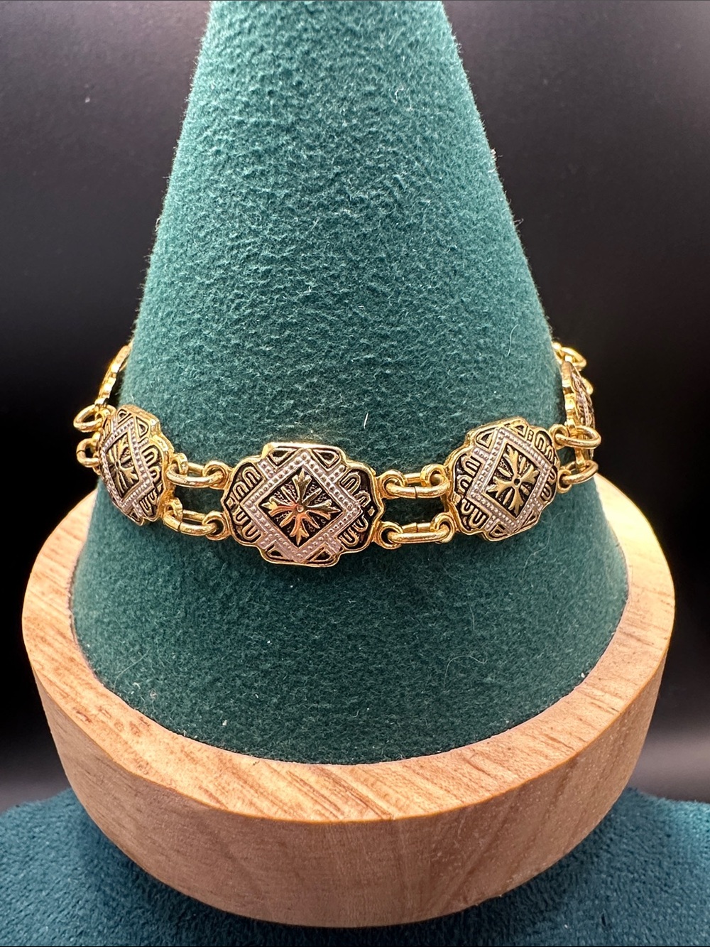 Vintage Damascene Book Link Bracelet 7” - Picture 3 of 4